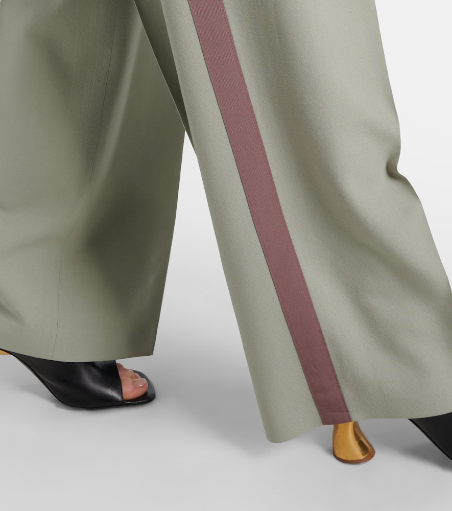 Mid-rise wool straight pants