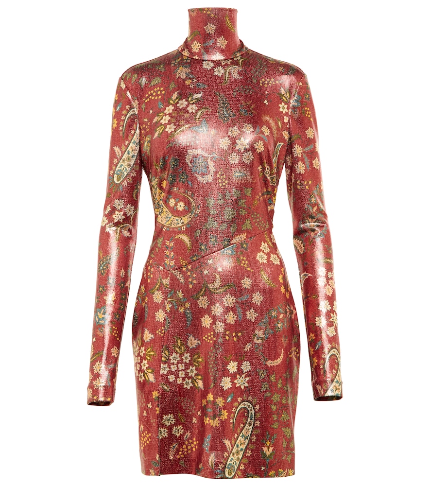 Paisley high neck minidress