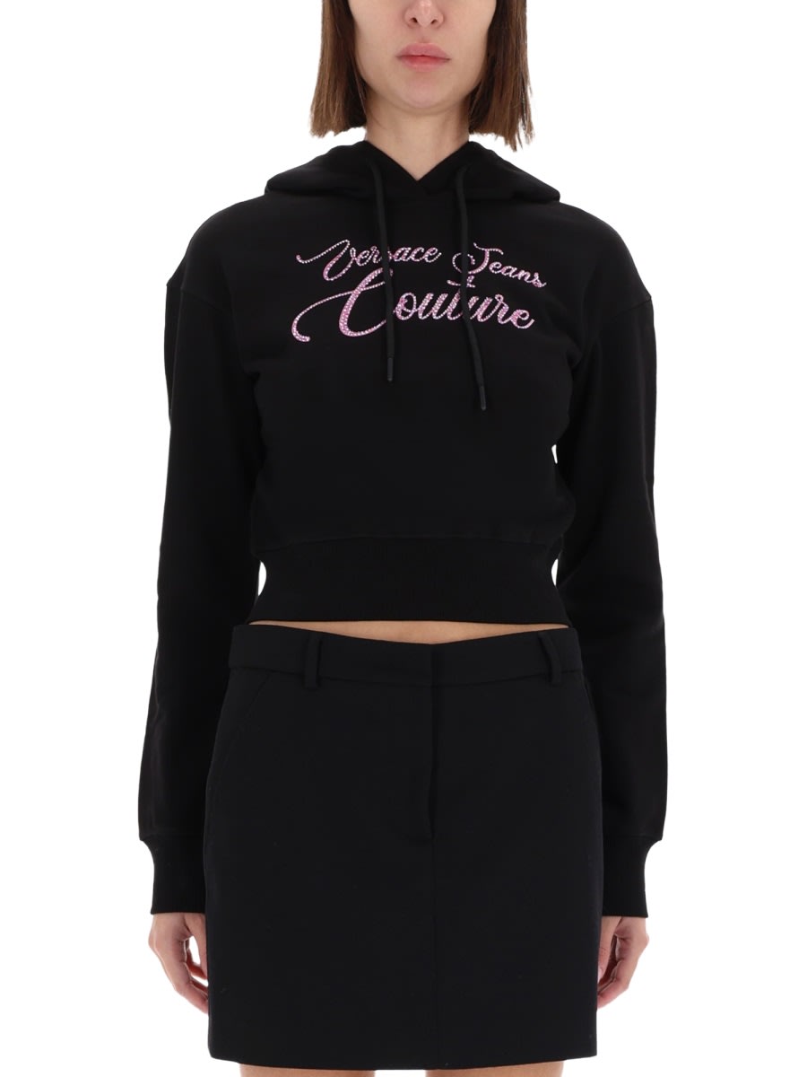 Versace Jeans Couture - hooded cropped knitwear drawstring