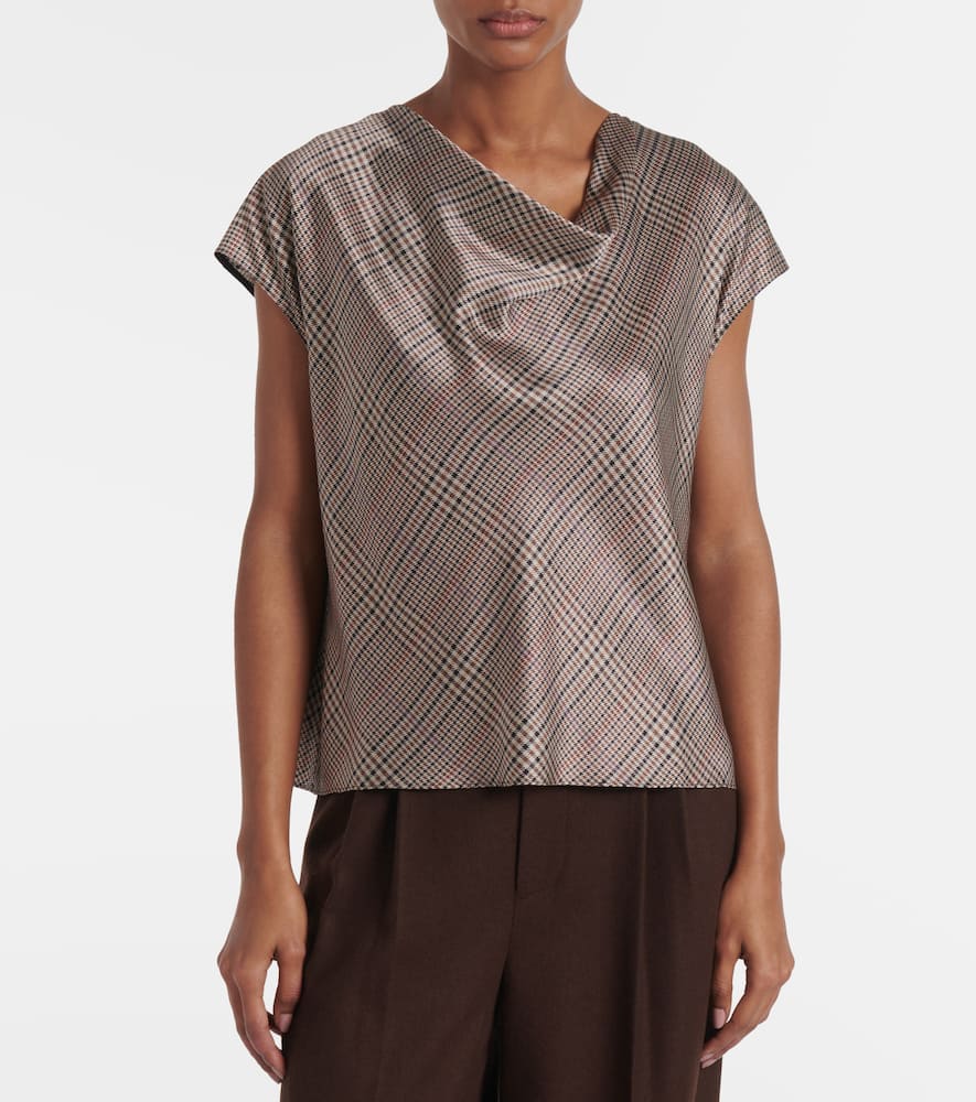 Houndstooth silk top