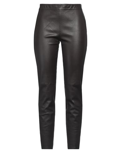 Woman Pants Dark brown Size 2 Lambskin