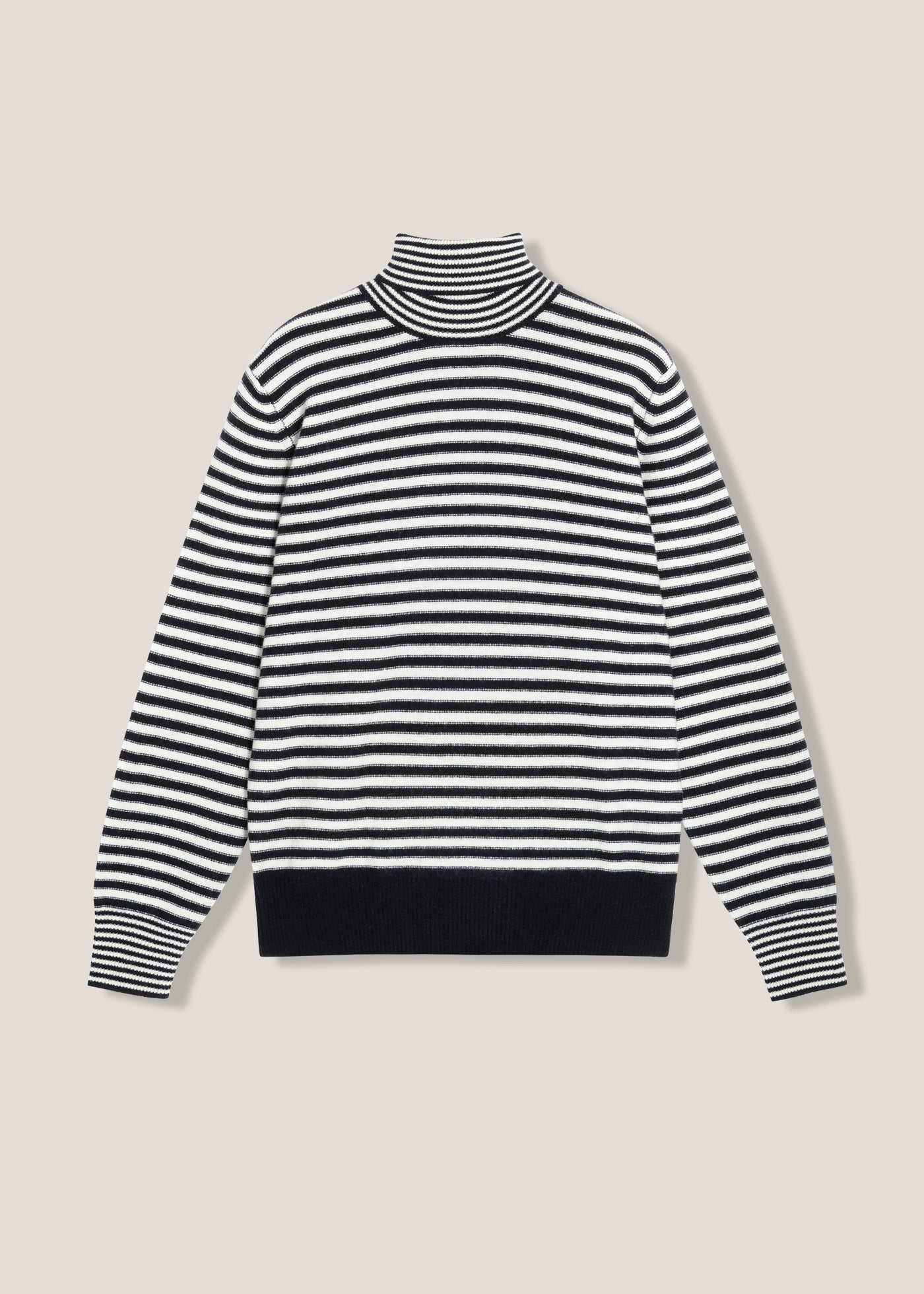 Aaitor White And Blue Wool Striped Turtleneck Navy Knitwear - Unisex
