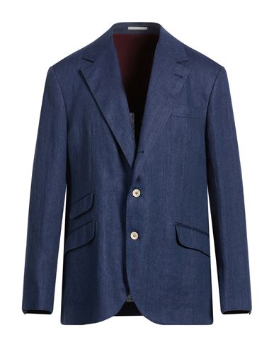 Man Blazer Blue Size 34 Linen