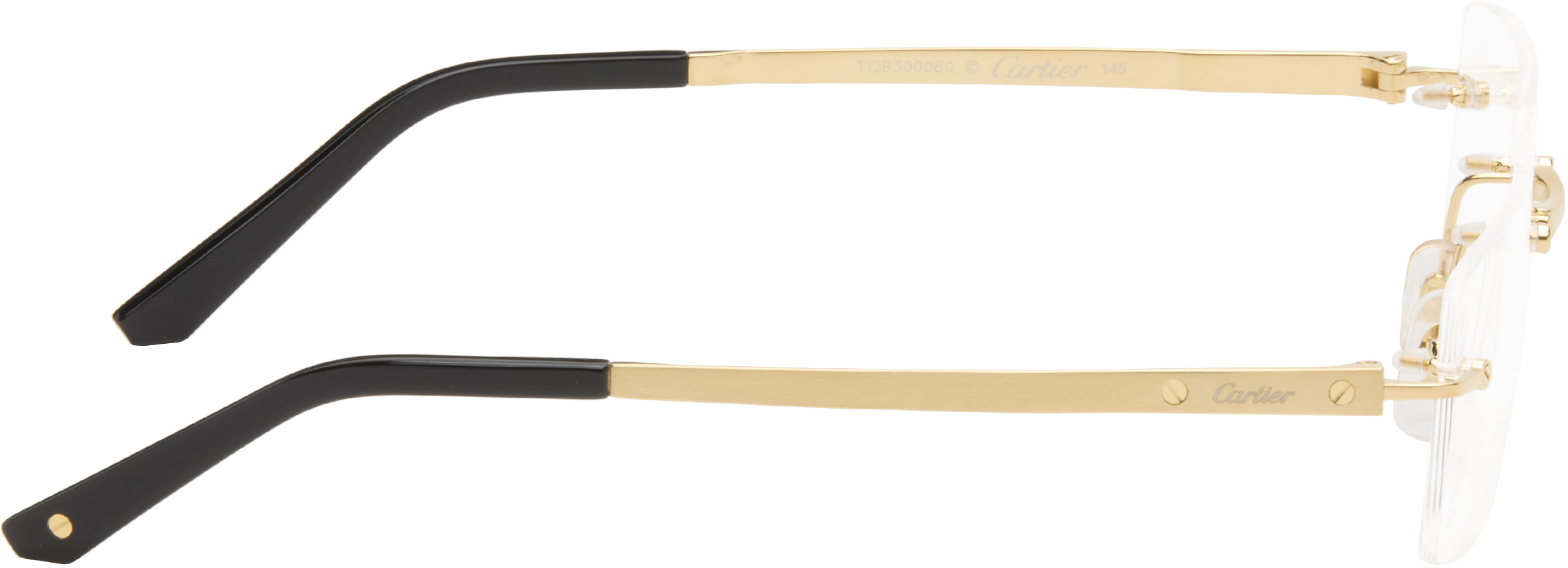 Gold 'Santos de ' Rectangular Titanium Glasses