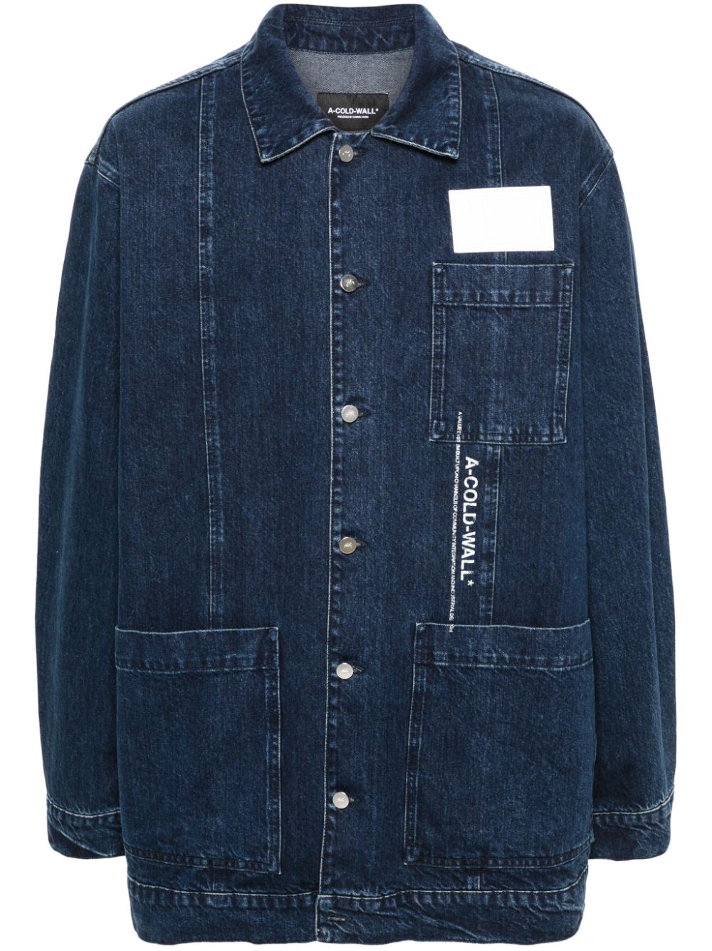 Logo-print denim jacket - Blue