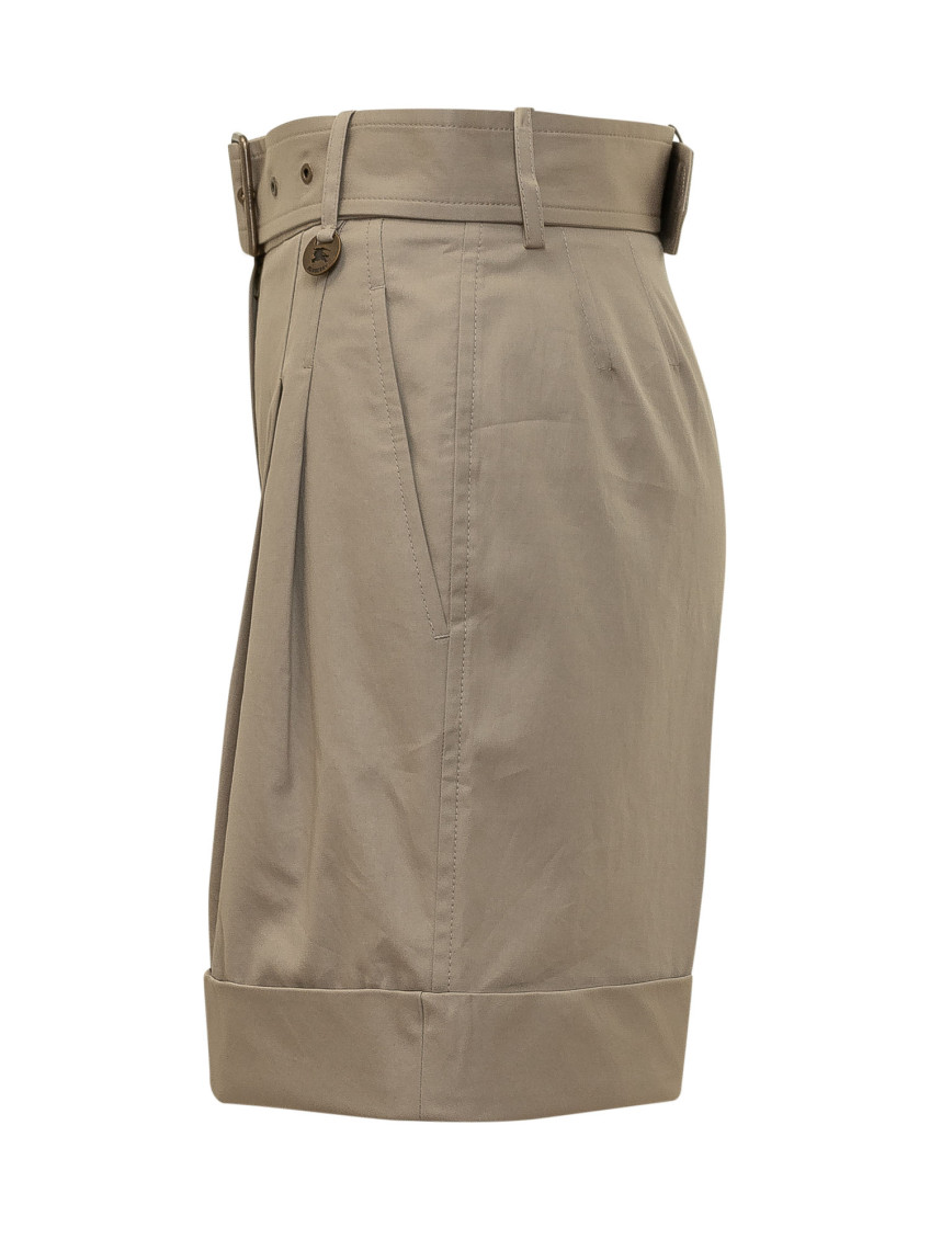 Beige Solid Shorts