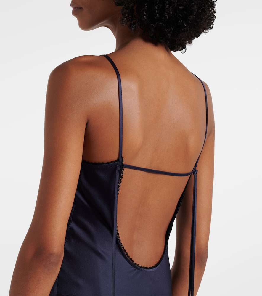 Lace-trimmed satin maxi dress