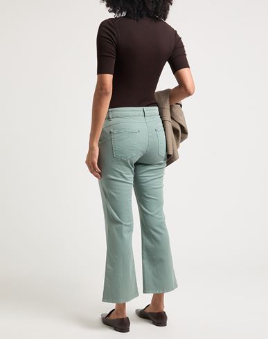 Woman Pants Sage green Size 12 Cotton, Elastane