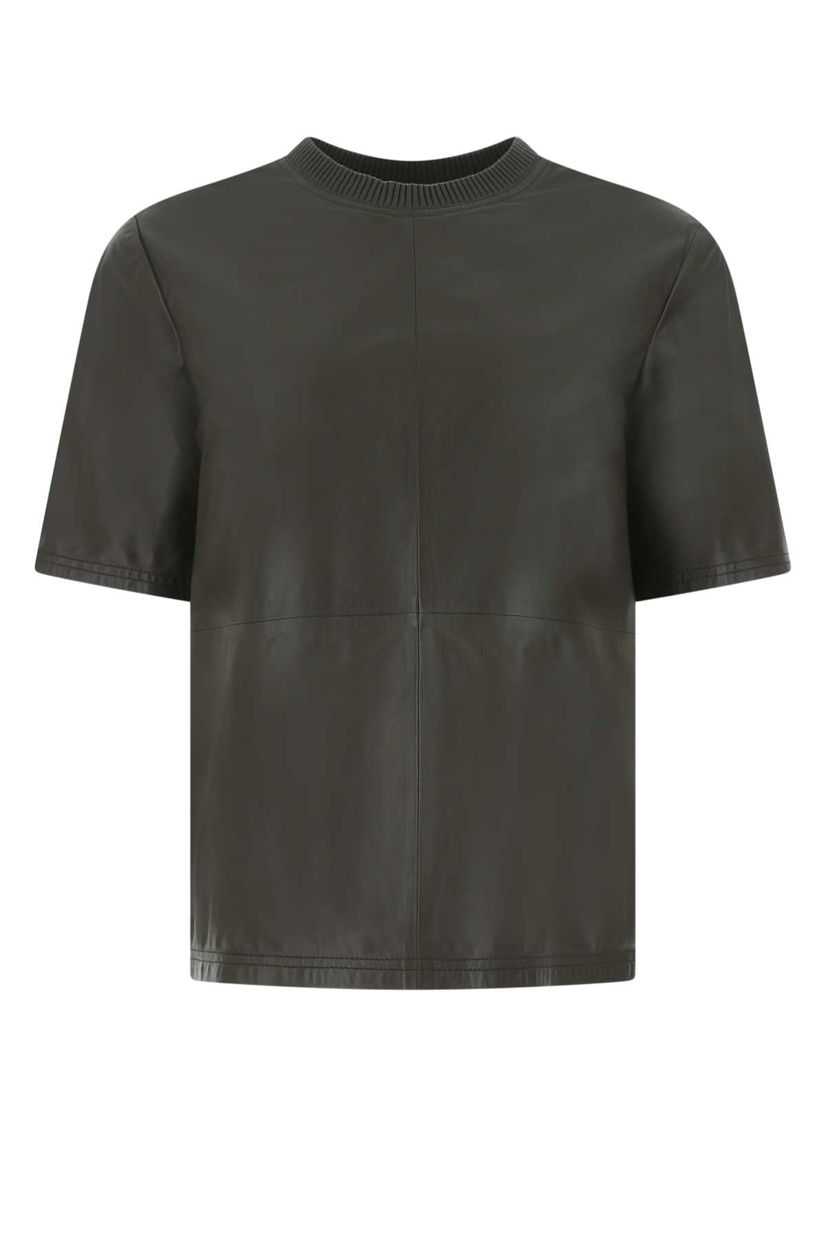 Leather T-shirt — Brown