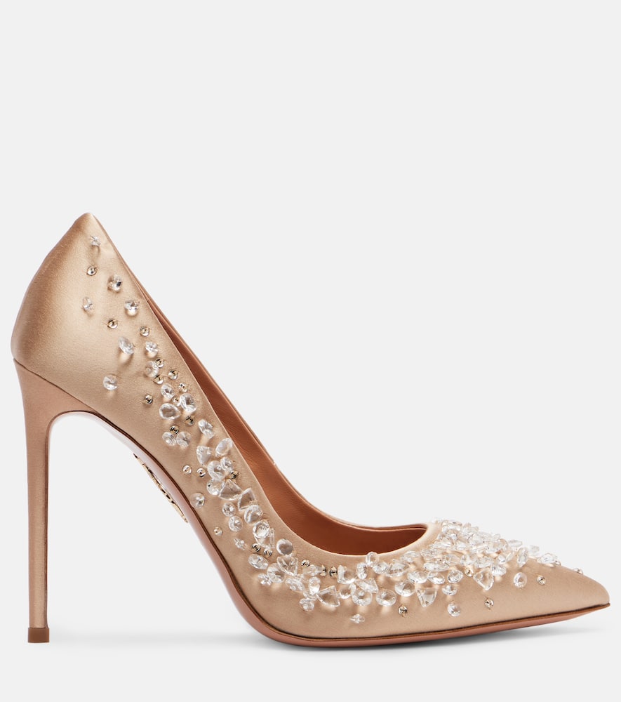 Constellation embellished satin pumps