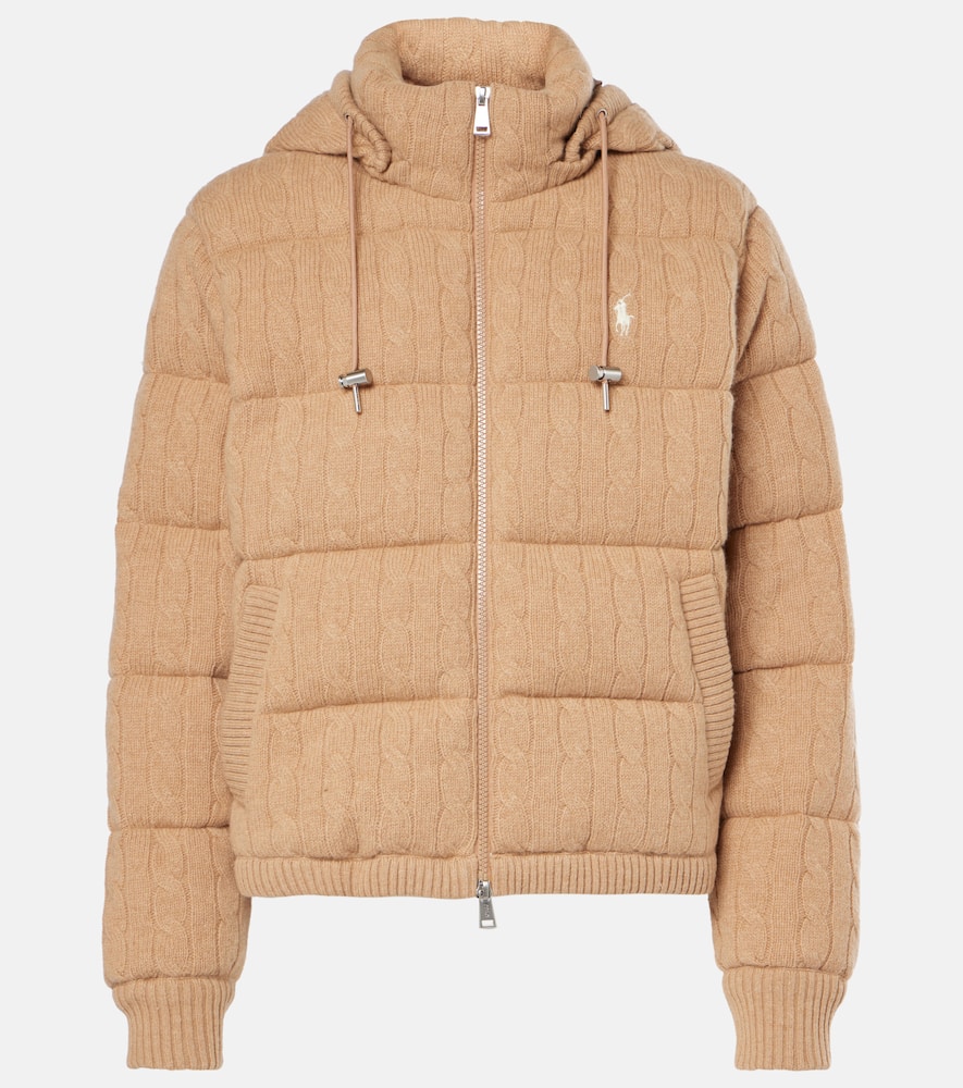 Cable-knit wool and cashmere down jacket