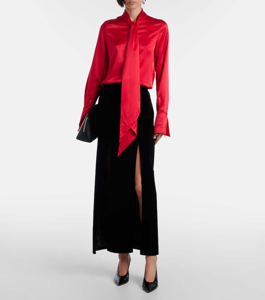 Cotton velvet maxi skirt