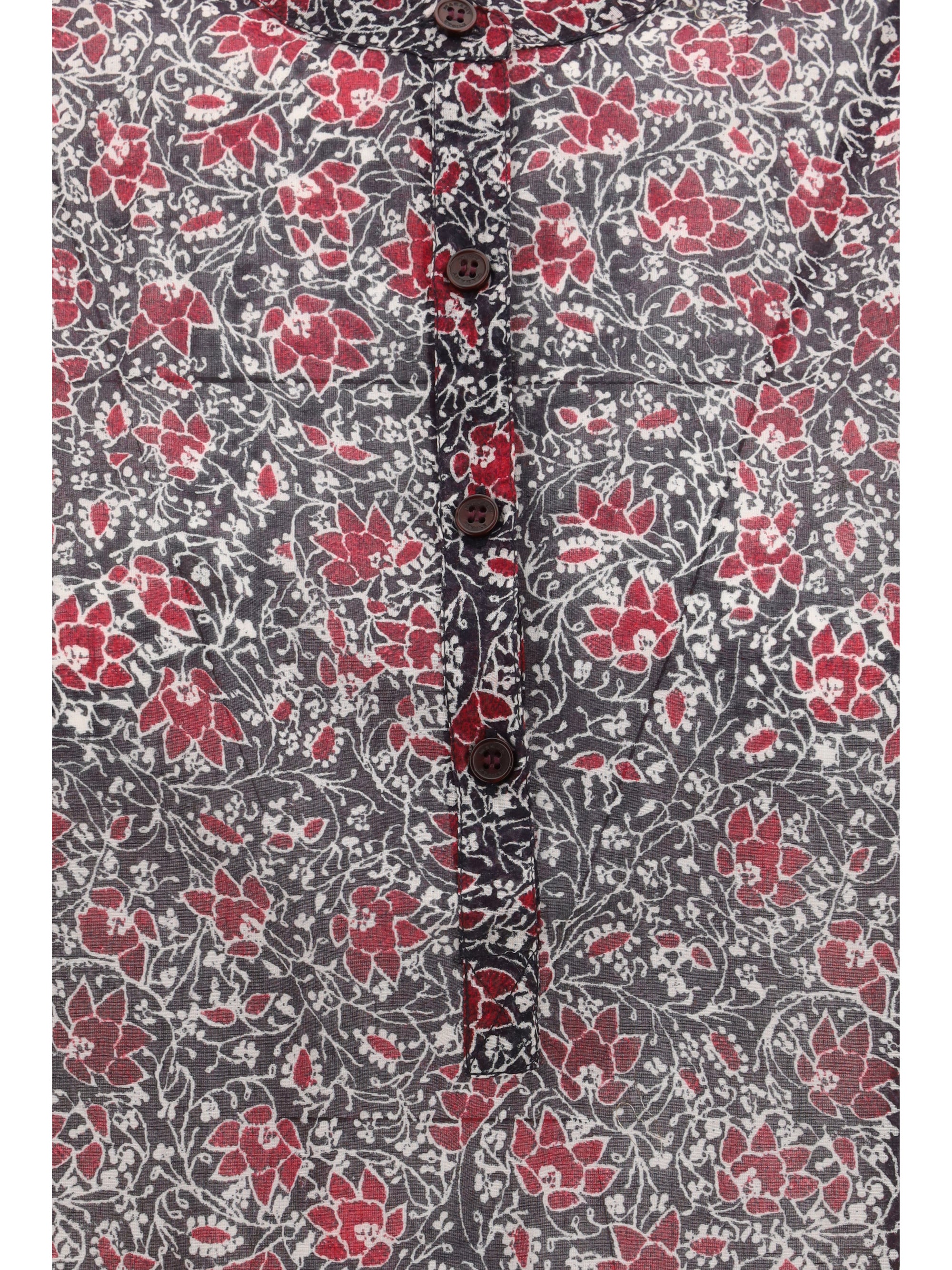 Floral Cotton Voile Blouse — Red