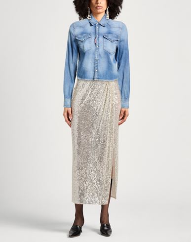 Woman Denim shirt Blue Size 4 Cotton, Elastane