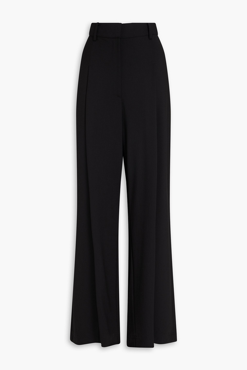 Wool-blend crepe wide-leg pants - Black - US 14