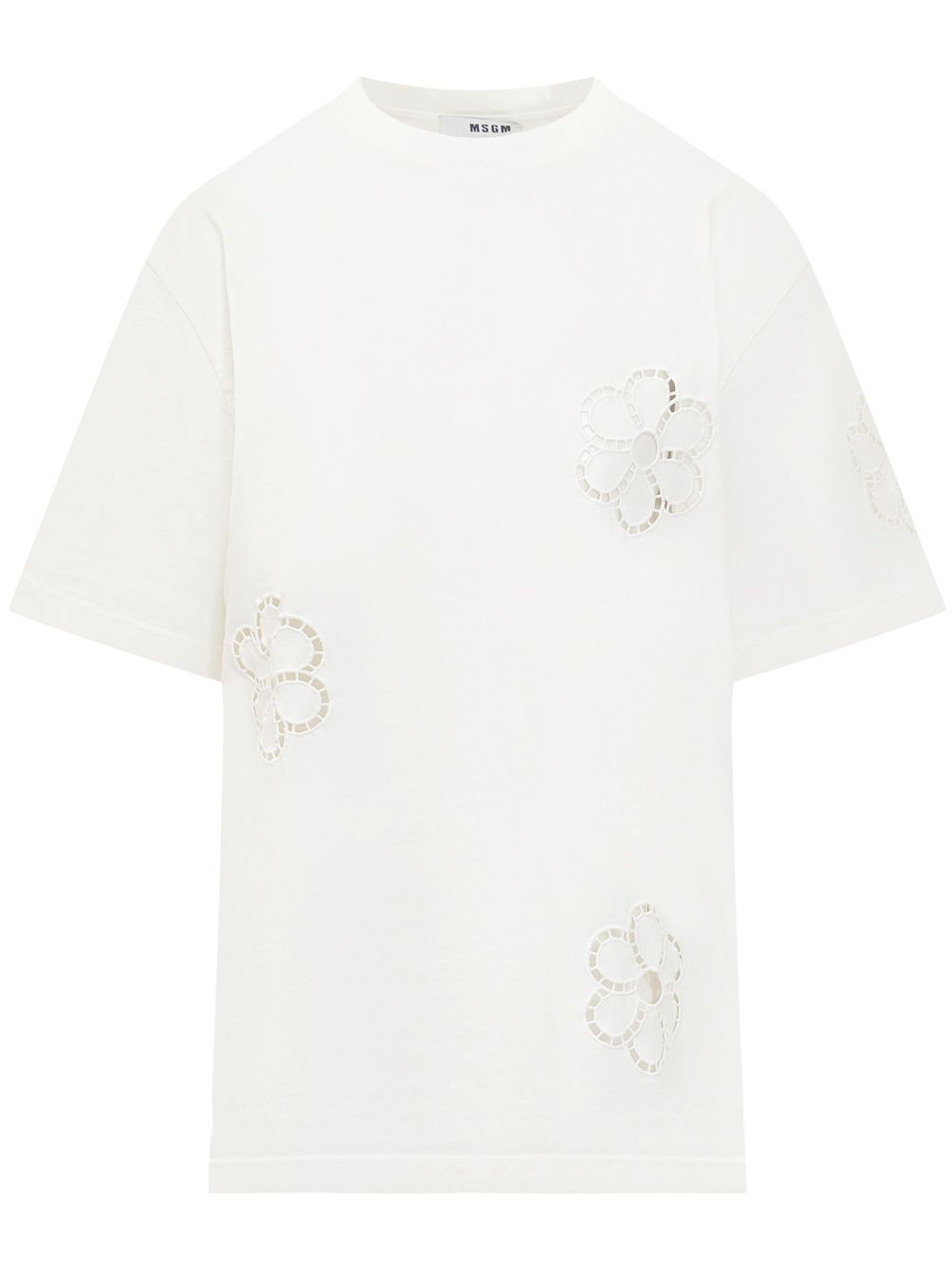 Floral-appliqué T-shirt - White