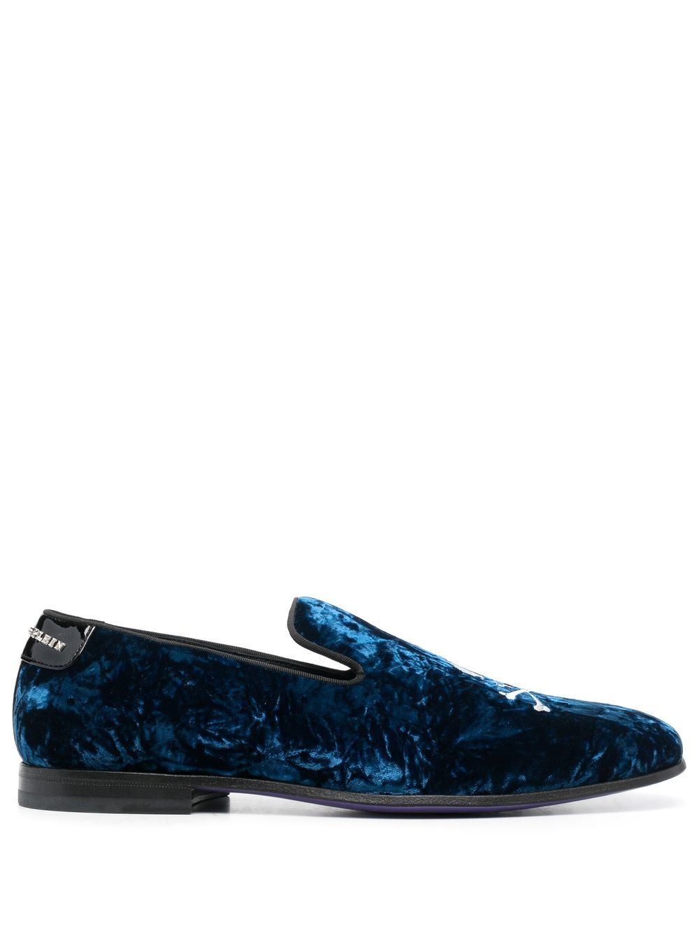 Skull-appliqué slippers - Blue