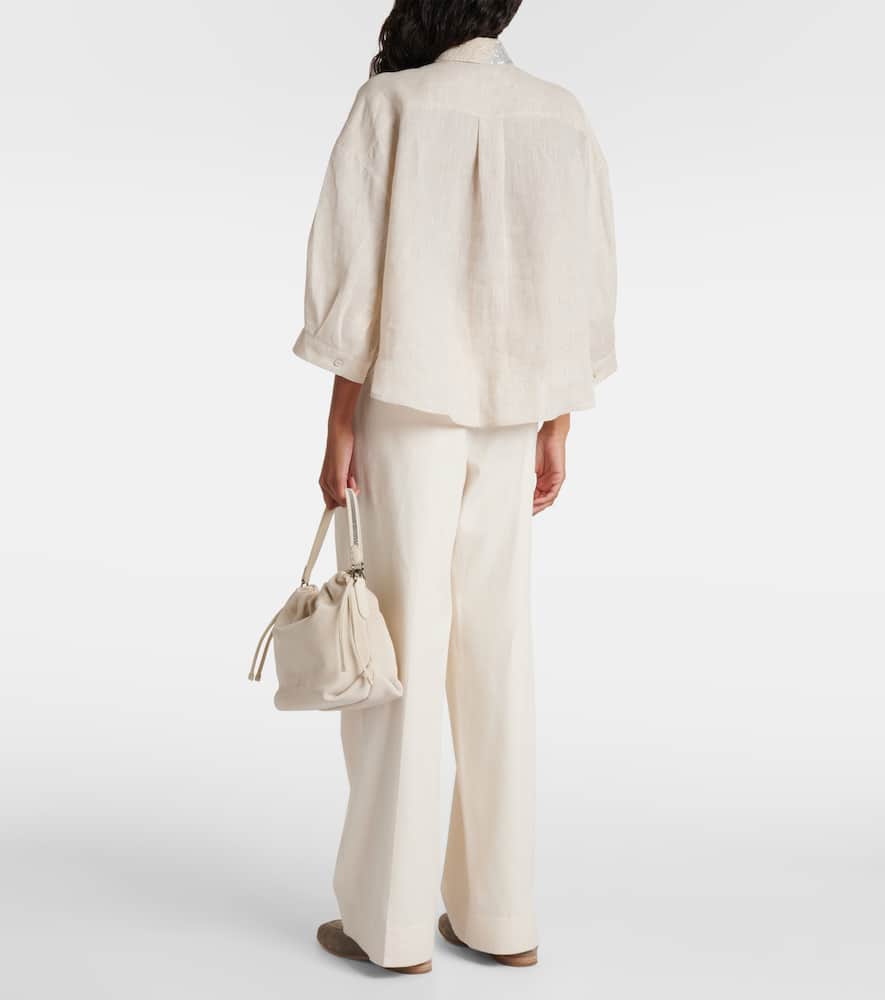 Embellished linen shirt