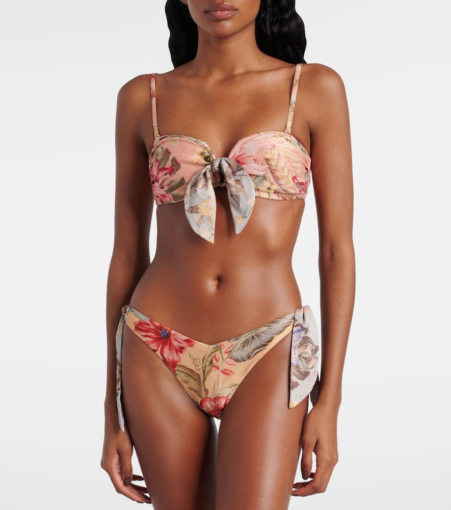 Coco bow-detail floral bikini top