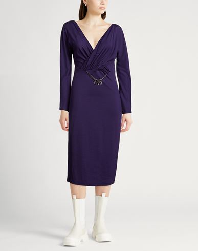 Woman Midi dress Purple Size 12 Wool, Swarovski Crystal