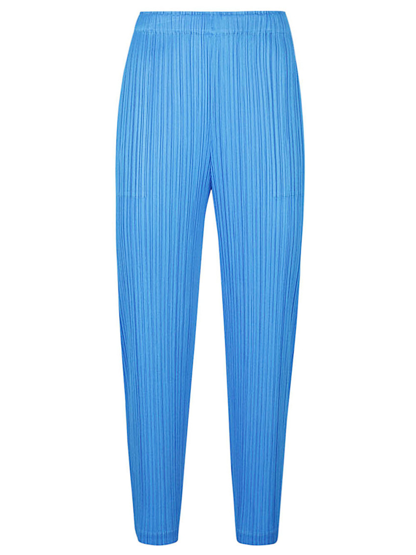 Sky Blue Pleated Cropped Trousers
