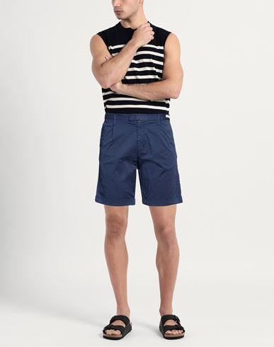 Man Shorts & Bermuda Shorts Navy Size 38 Cotton, Elastane