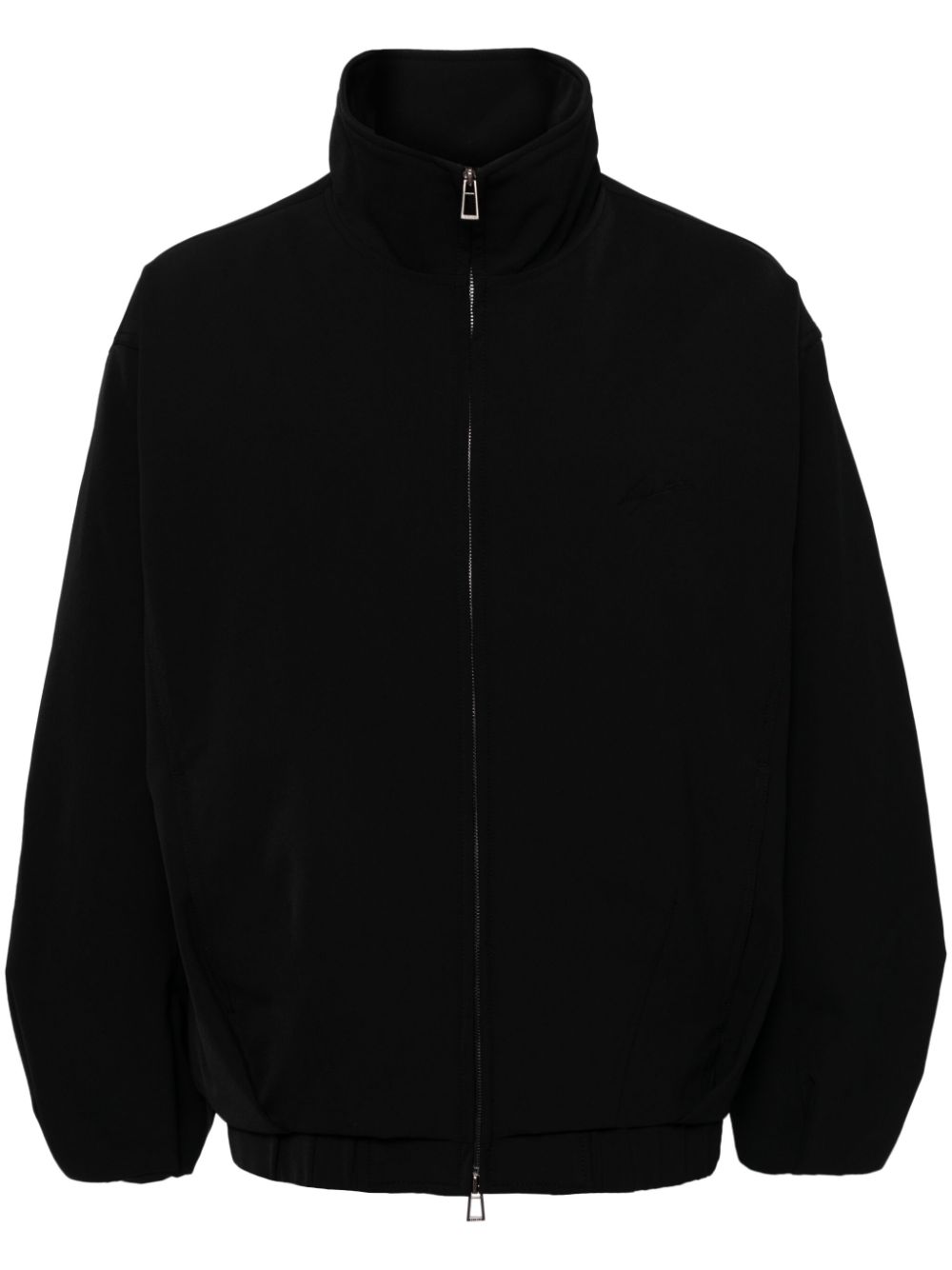 Volume dart mock-neck jacket - Black