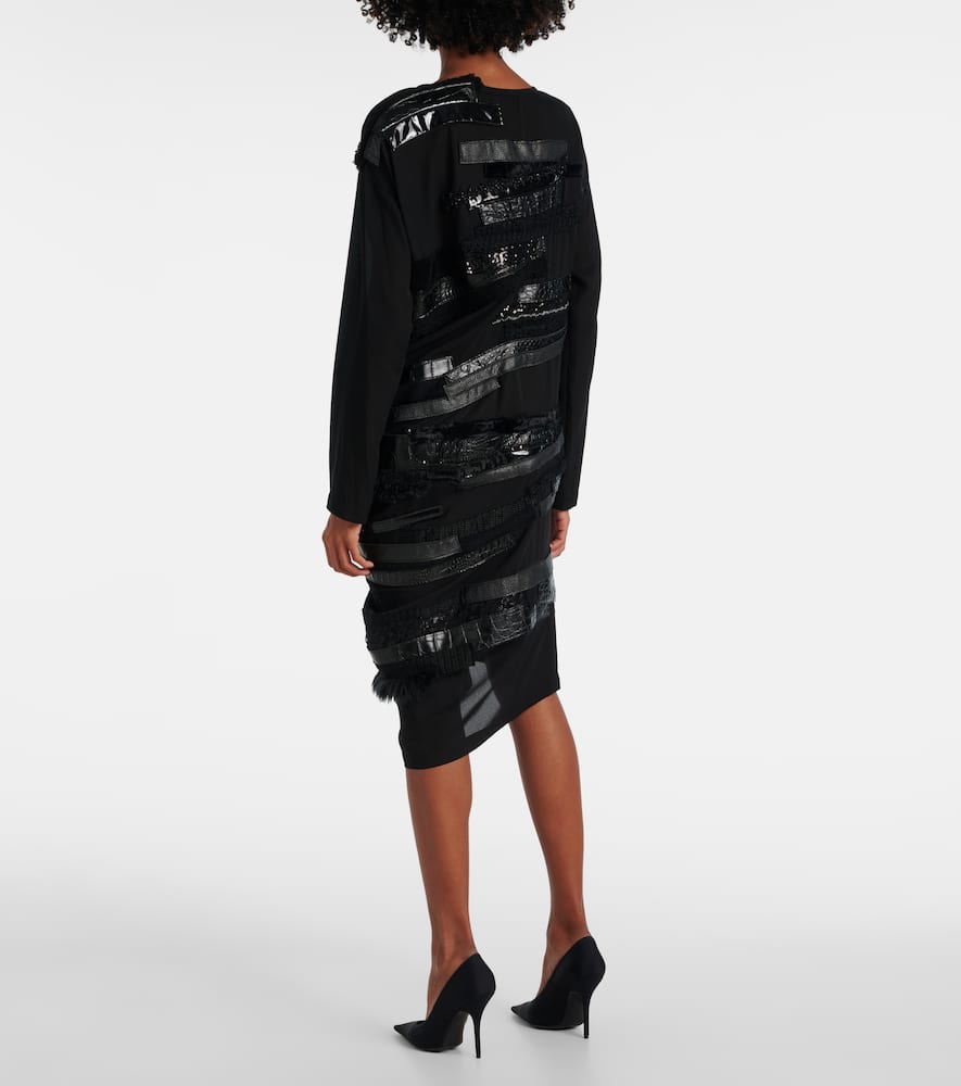 Asymmetrical paneled midi dress