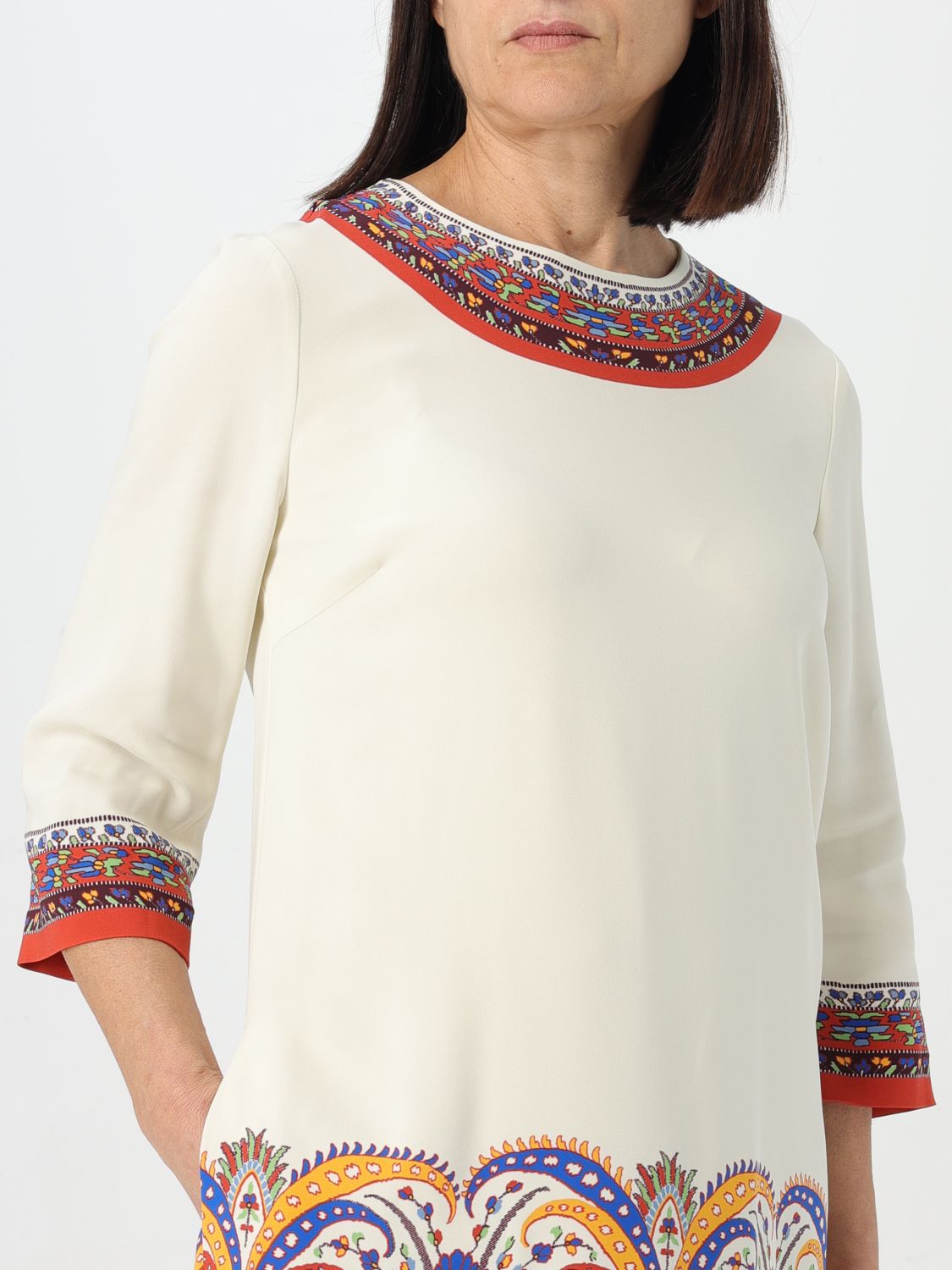 Paisley-print cady dress - White