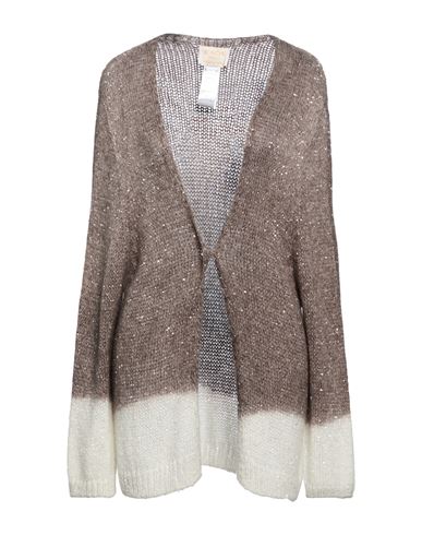 Woman Cardigan Taupe Size L Polyamide, Acrylic, Polyester, Mohair wool, Wool