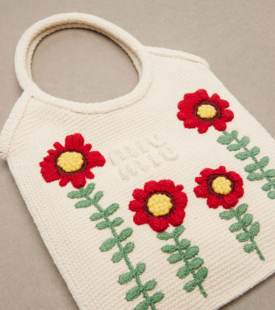Ivy embroidered crochet tote bag