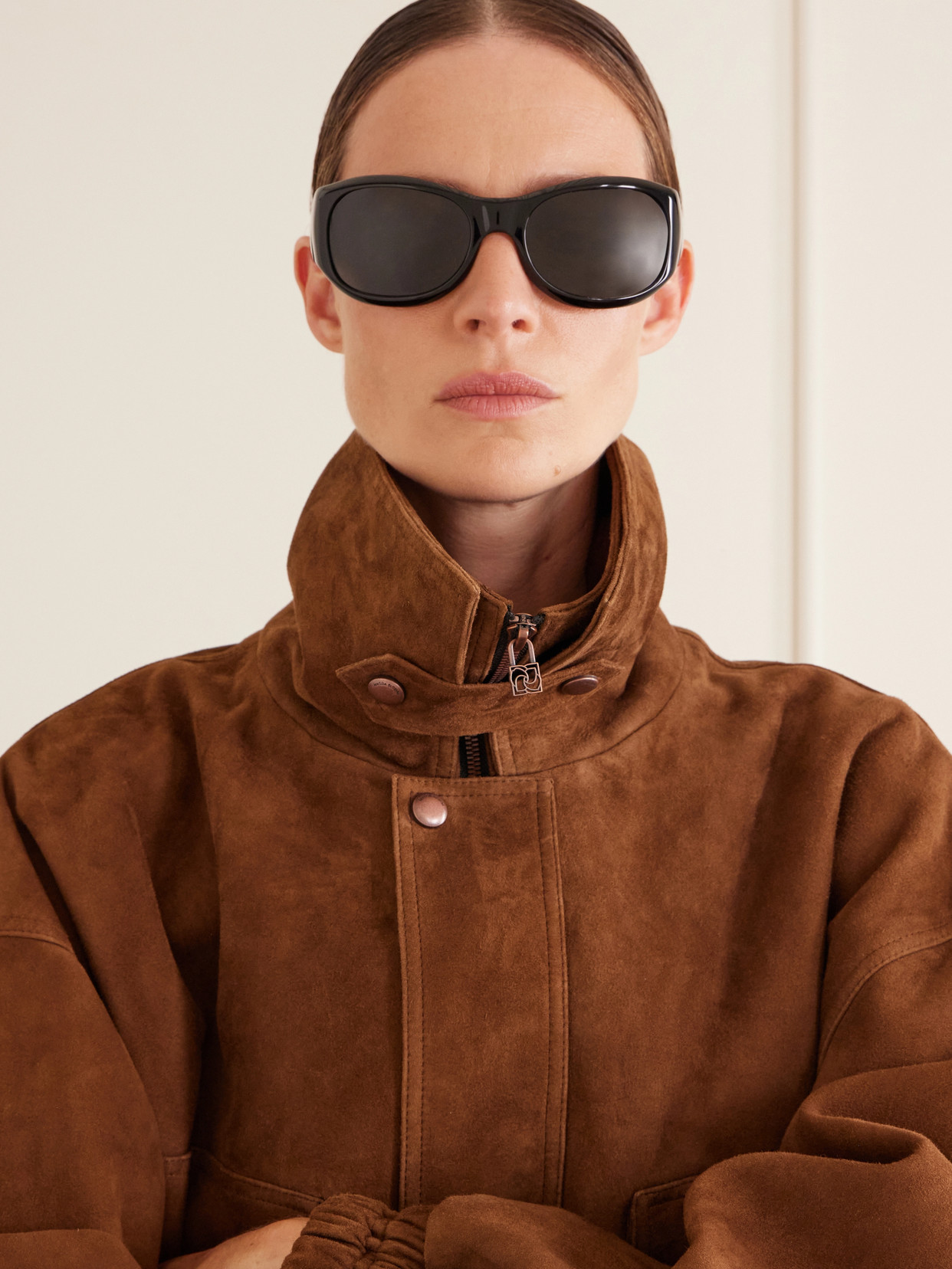 Round-frame Acetate Sunglasses - Black