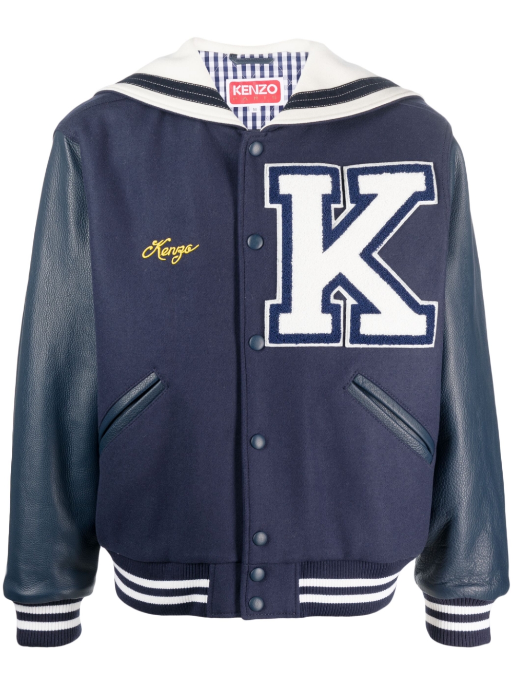 Logo-patch bomber jacket - Blue