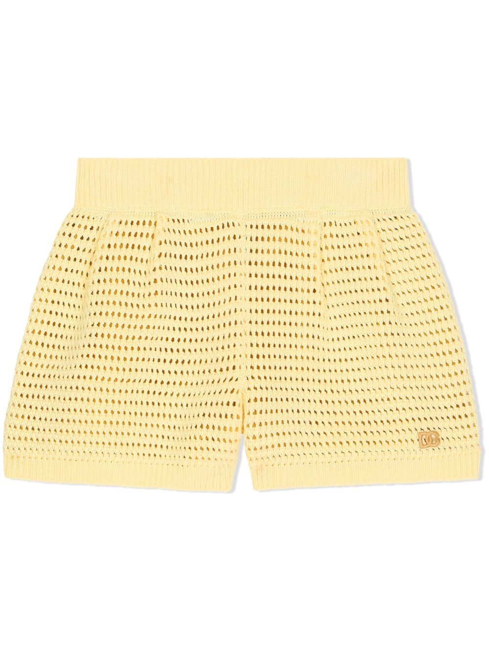 Knitted cotton shorts - Yellow