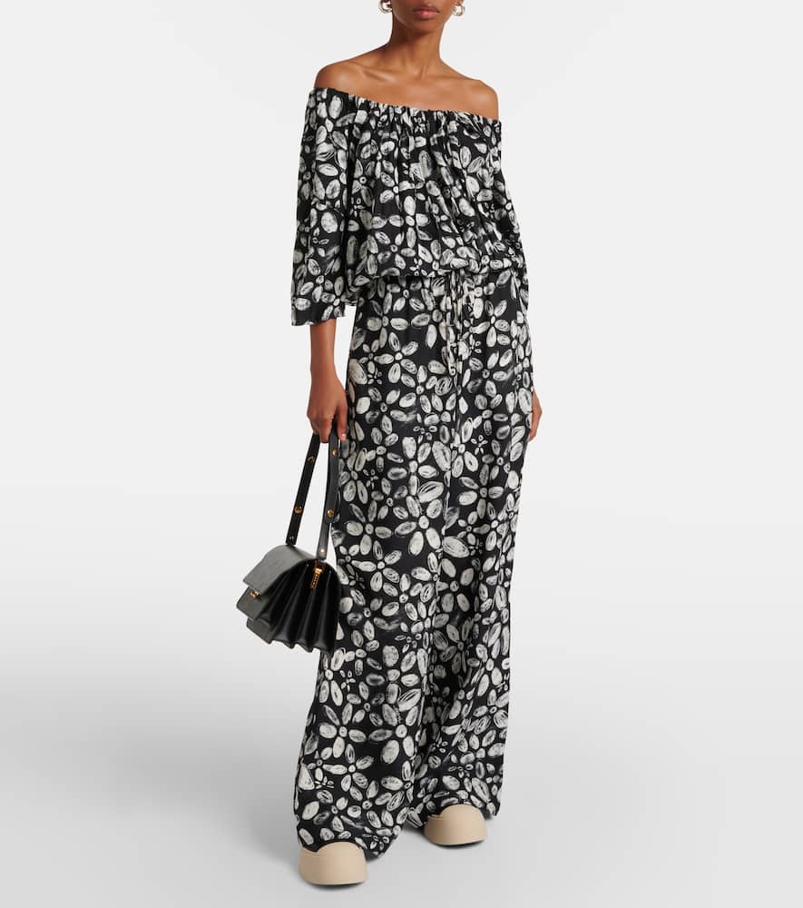 Printed wide-leg pants