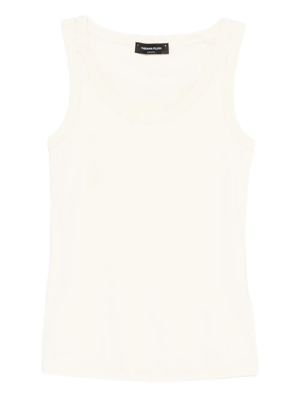 Scoop-Neck Ribbed Cotton Tank Top — Off-White