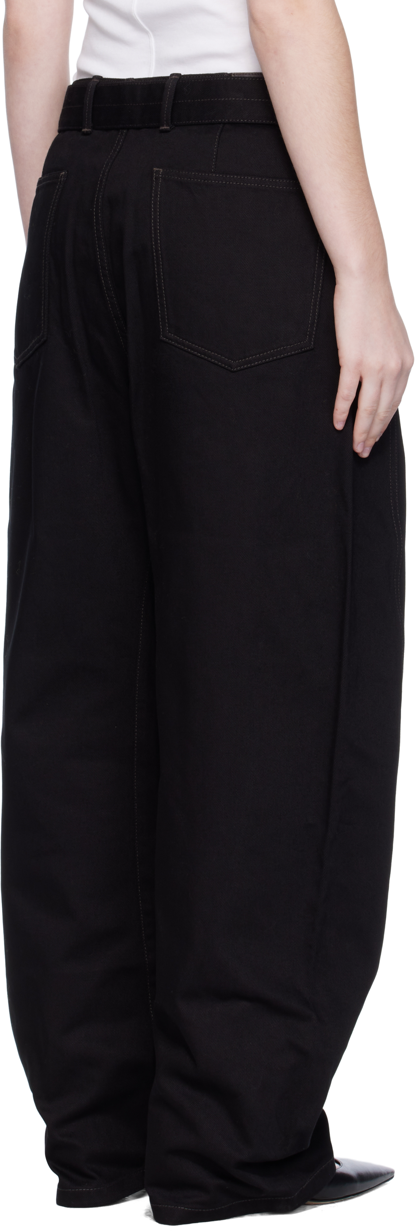 Black Twisted Belted Jeans