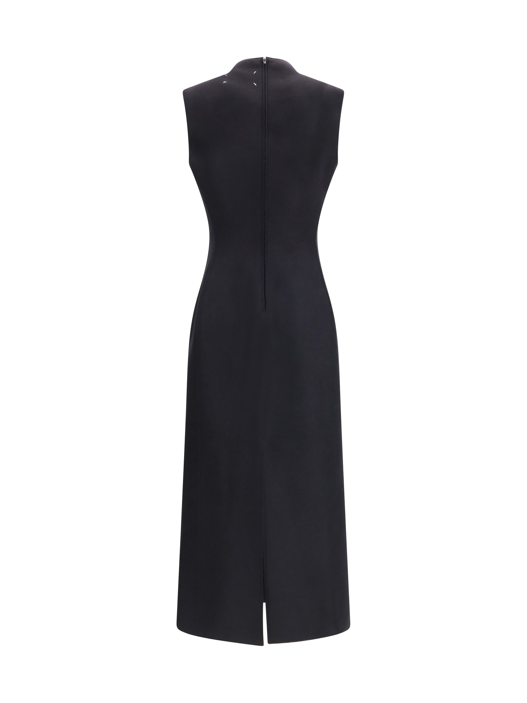Virgin Wool Midi Dress — Black