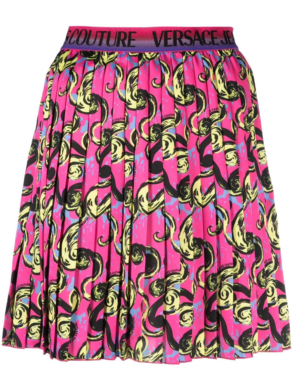 Baroque-print pleated miniskirt - Pink