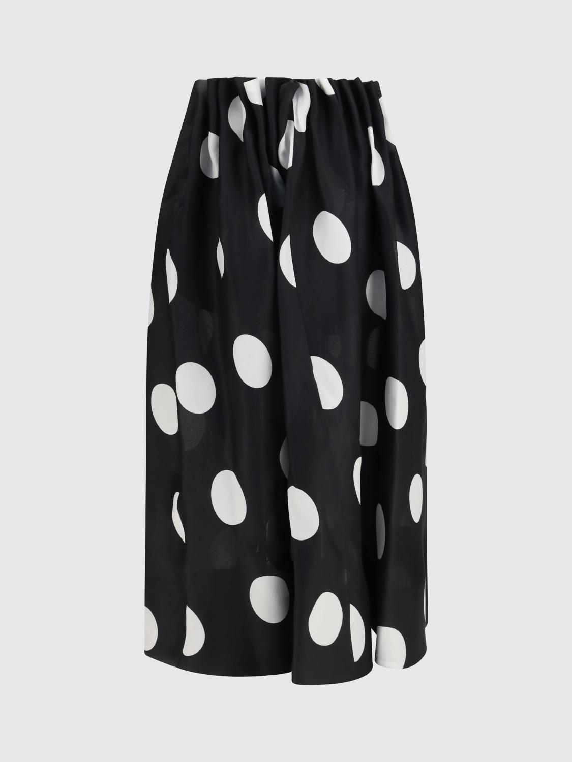 Polka-Dot Silk A-Line Midi Skirt with Elasticated Waist