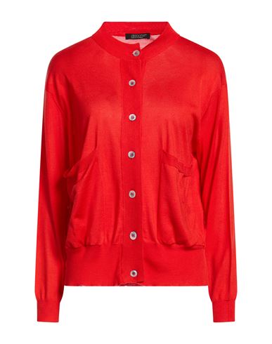 Woman Cardigan Red Size 12 Silk, Cashmere