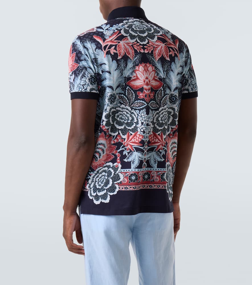 Paisley cotton piqué polo shirt