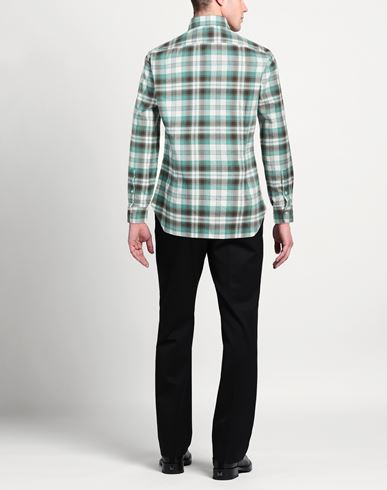 Man Shirt Green Size 17 Cotton