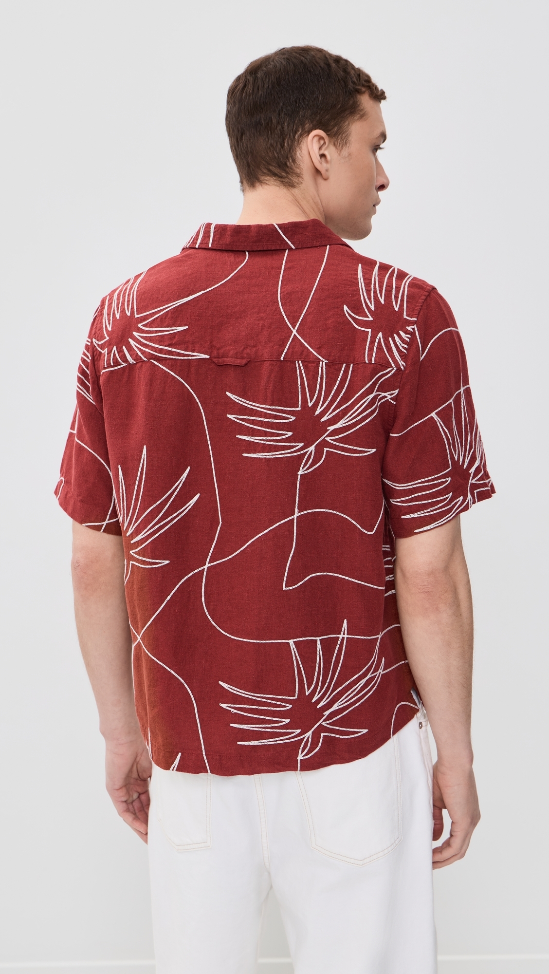 Veloso Embroidered Palm Shirt Red