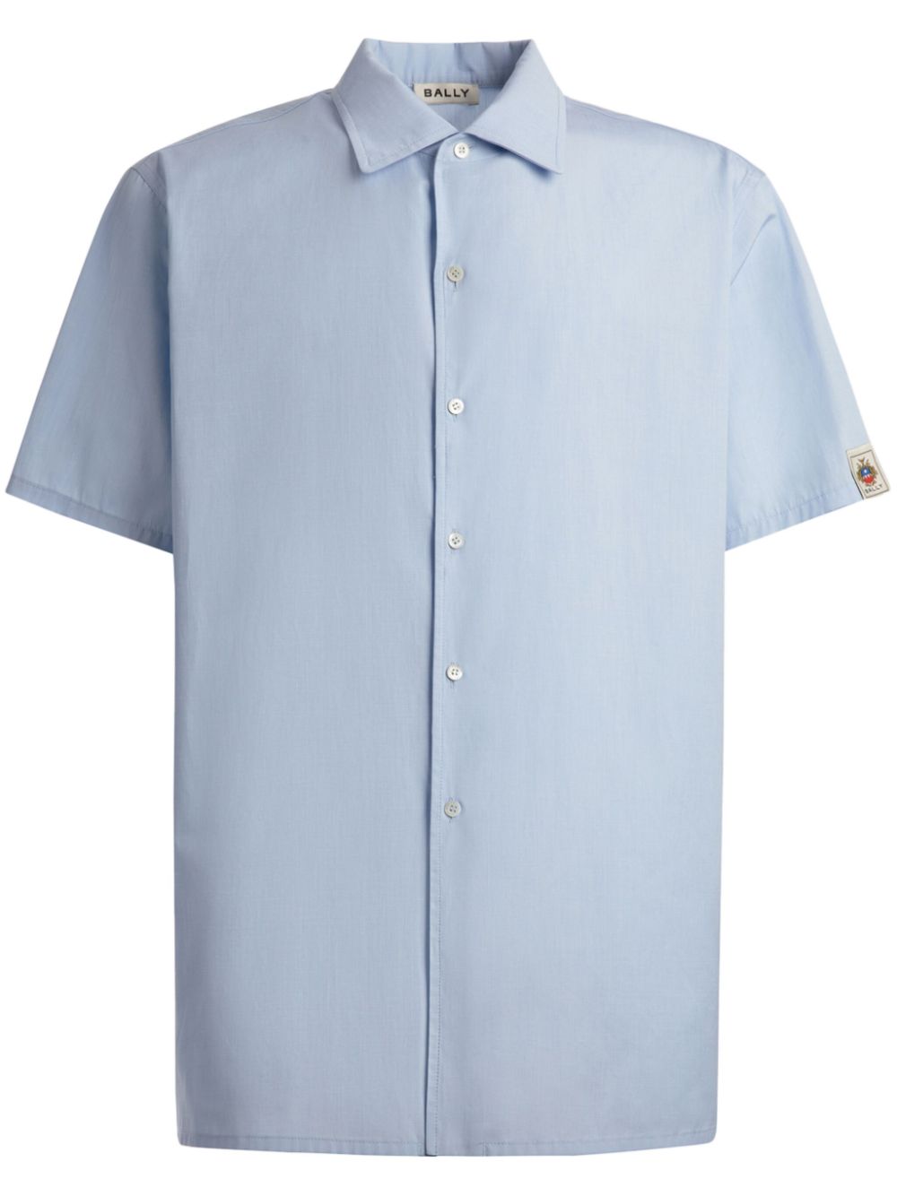 Logo-appliqué cotton shirt - Blue