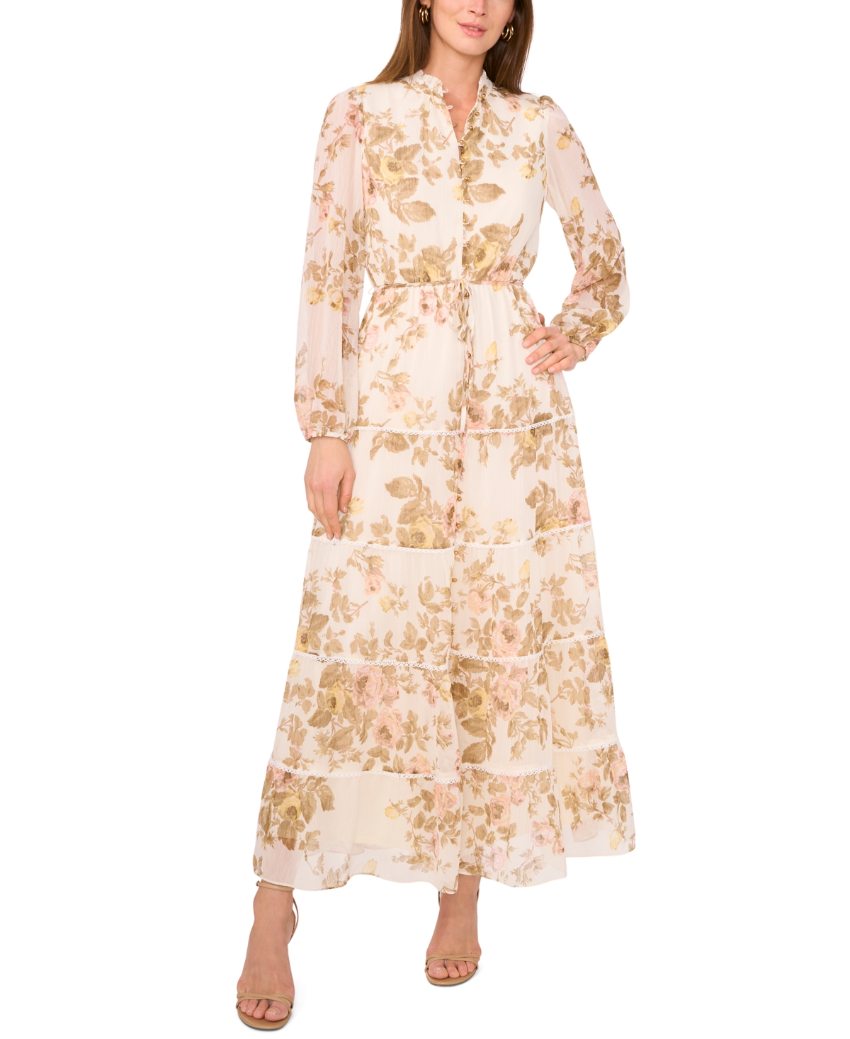 Women's Long-Sleeve Maxi Dress - Twill