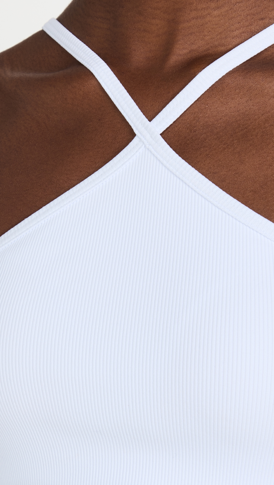 Goddess Ribbed Cross Crop Top White