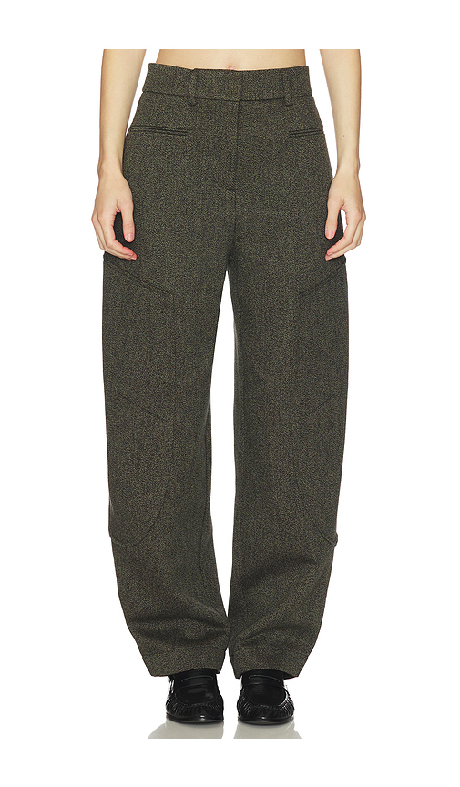 Ganni Mouline Suiting Curved Pant in Forest Night. 40 also , 34