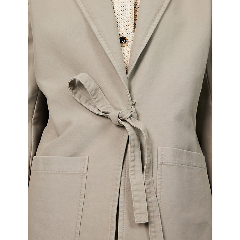 Womens Dove Tie-front Organic-cotton Blazer