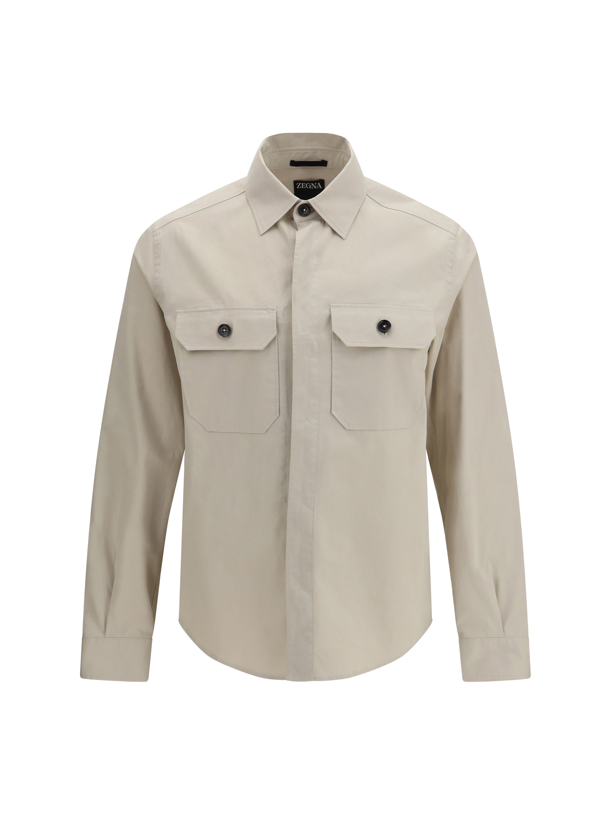 Linen, Wool and Silk Blend Shirt Jacket — Beige